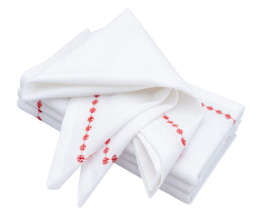 Snowflake Napkins - Red Embroidered