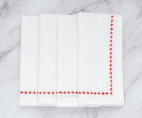 Snowflake Napkins - Red Embroidered