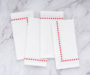 Snowflake Napkins - Red Embroidered