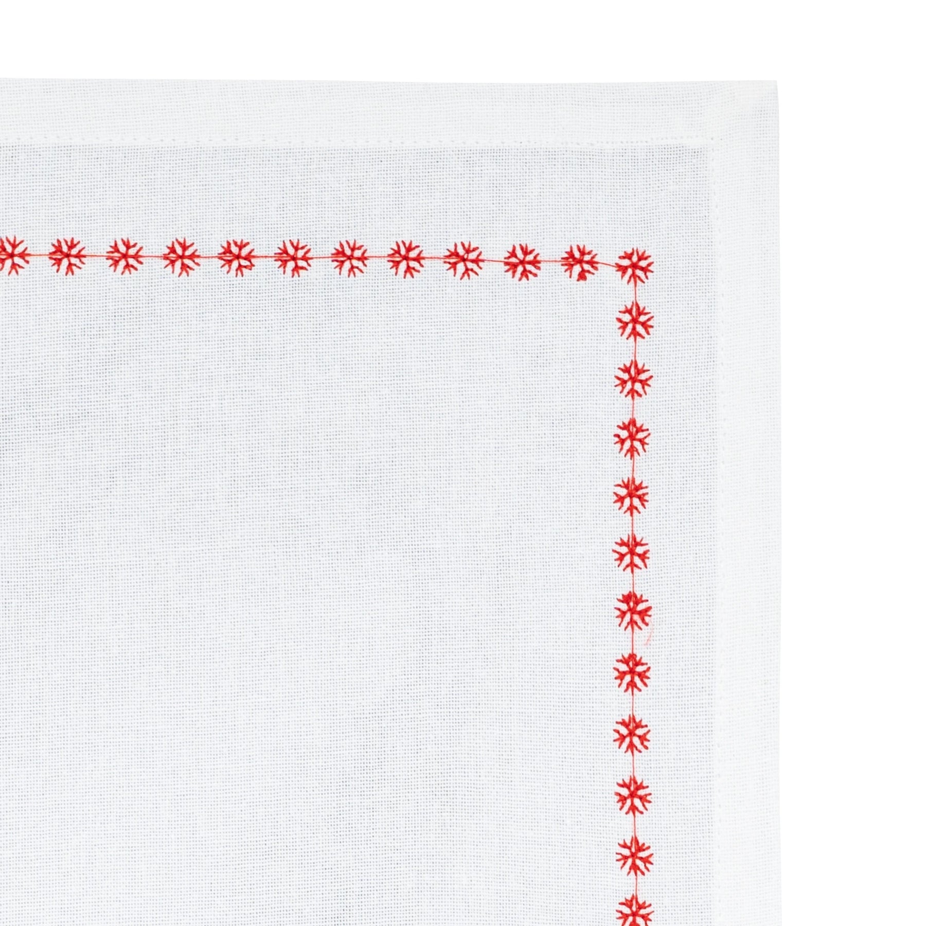 Snowflake Napkins - Red Embroidered