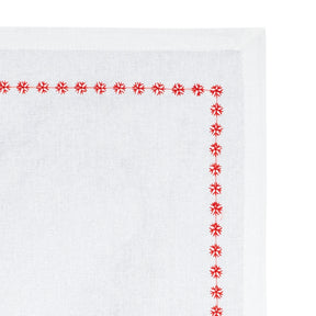 Snowflake Napkins - Red Embroidered