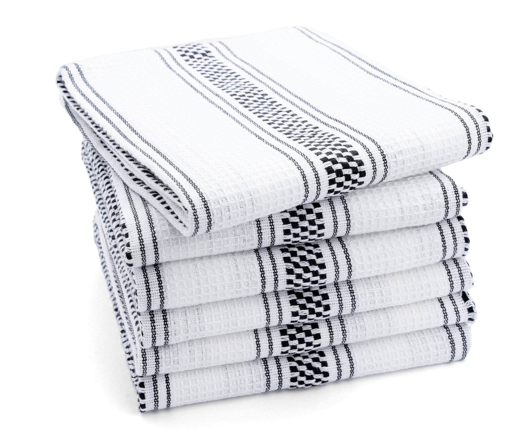  Black and White Kitchen Towels Linen - Black Kitchen Towels -  Farmhouse Dish Towels Striped - Black Cotton Dish Towels, Machine Washable  Hand Towels, Linen Collection Bar Towels - 6 Pack