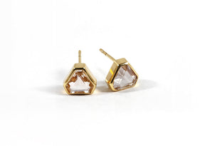 Stylish women's stud earrings featuring blush morganite and secure push-back design.