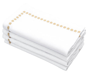 Luxurious gold napkins made from premium, soft fabric, neatly folded, and ideal for formal dining settings.