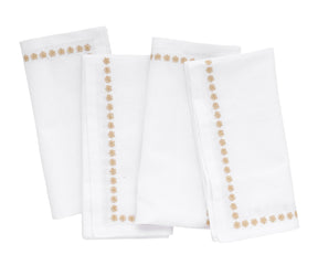 White and Gold napkins, cloth napkins, cotton napkins, embroidered napkins