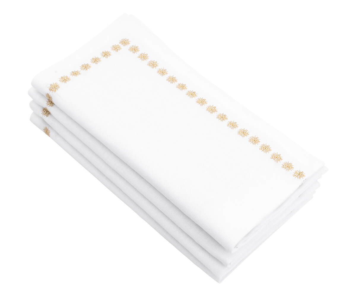 Premium gold napkins, neatly folded, perfect for upscale gatherings and formal dinners.