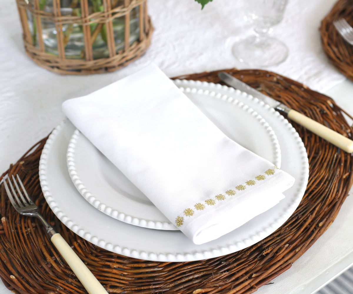 Gold dinner napkins - All cotton and linen 