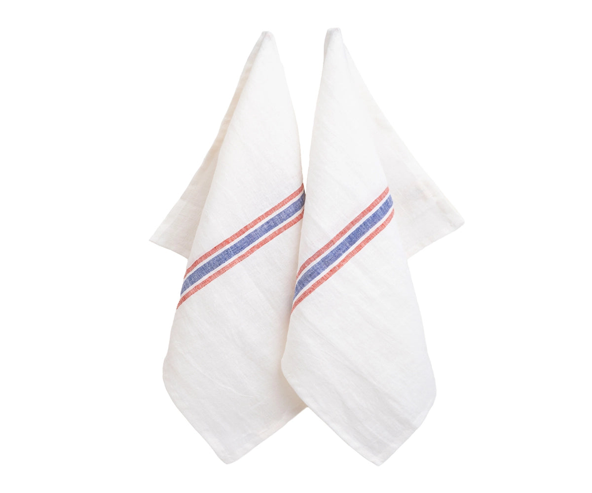 French Stripe Linen Dish Towels - Set of 2