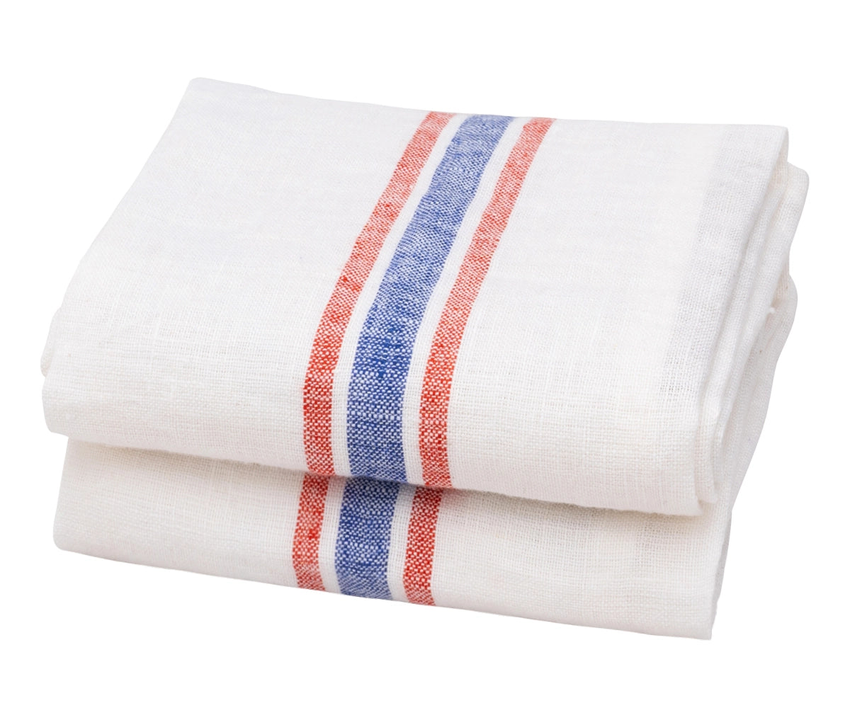 French Stripe Linen Dish Towels - Set of 2