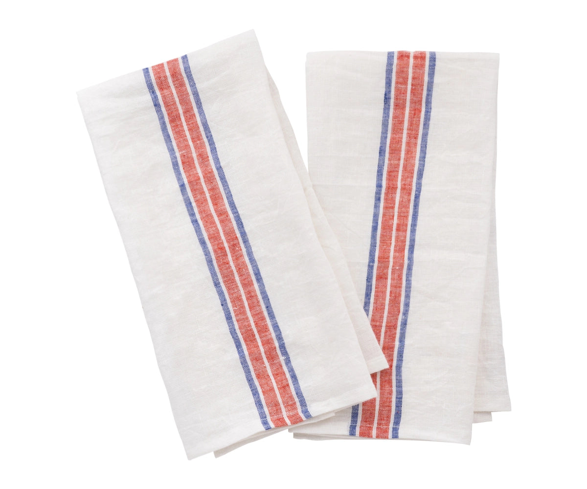 French Stripe Linen Dish Towels - Set of 2