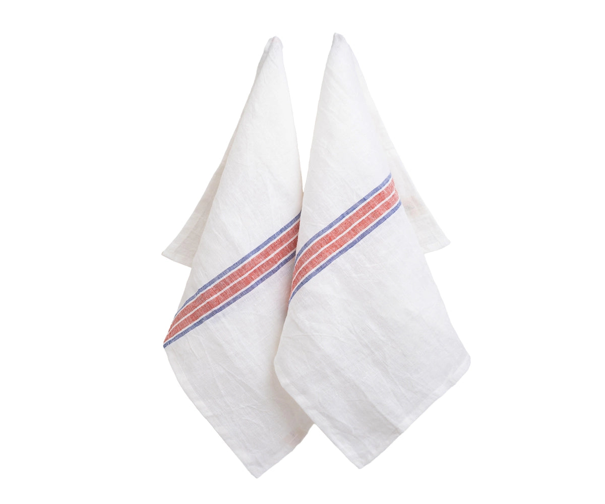 French Stripe Linen Dish Towels - Set of 2