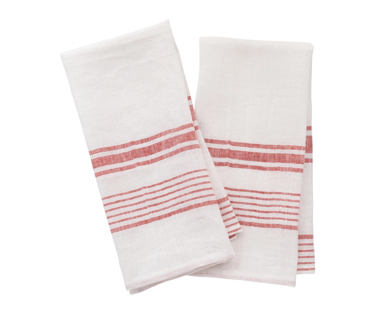 French Stripe Linen Dish Towels - Set of 2