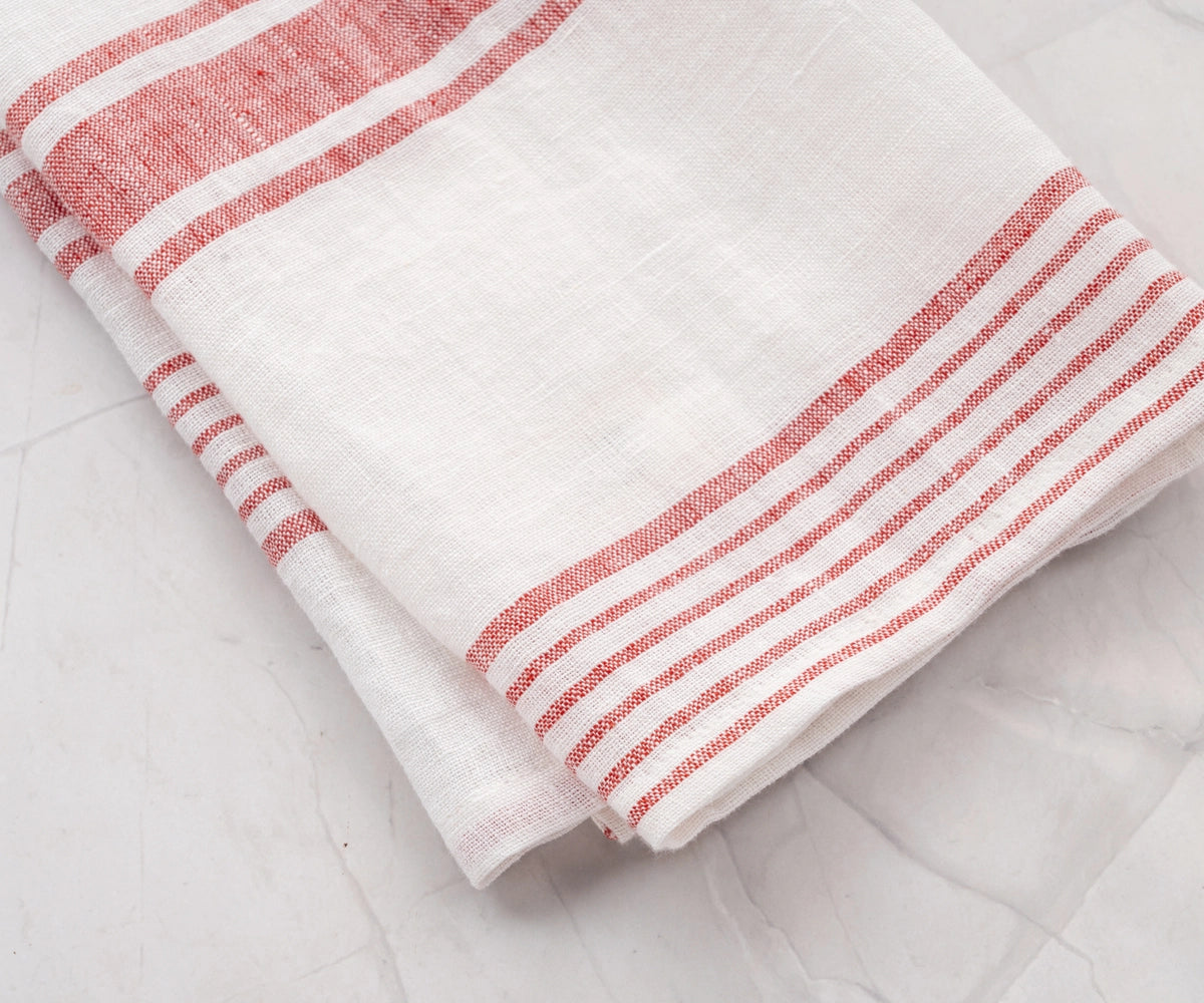 French Stripe Linen Dish Towels - Set of 2