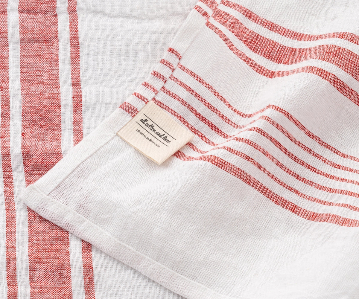 French Stripe Linen Dish Towels - Set of 2