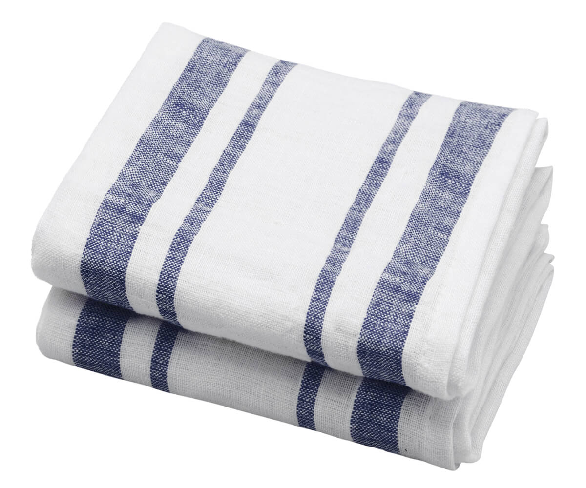 Navy Blue French Linen Tea Towels - Set of 2