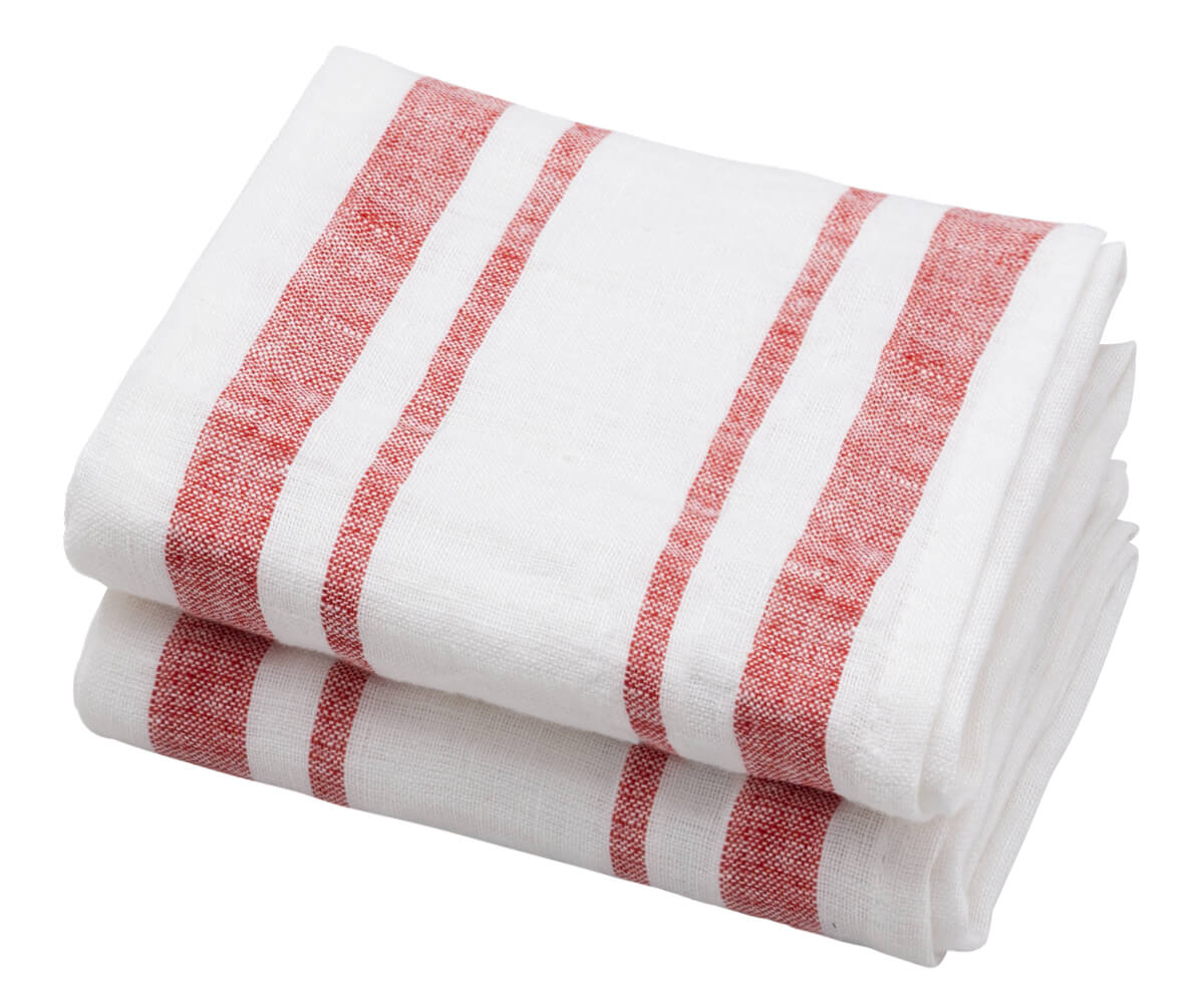 Red French Linen Tea Towels - Set of 2