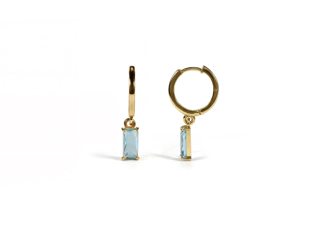 Blue Topaz Huggie Earrings