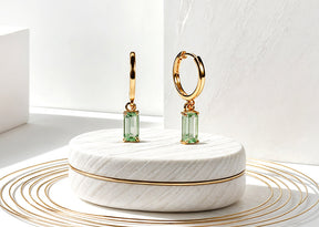 Huggie Earrings in Green Amethyst