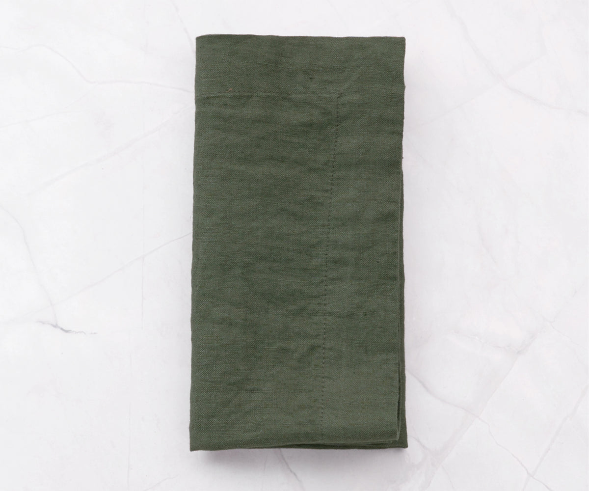 Grey Green Linen Napkins