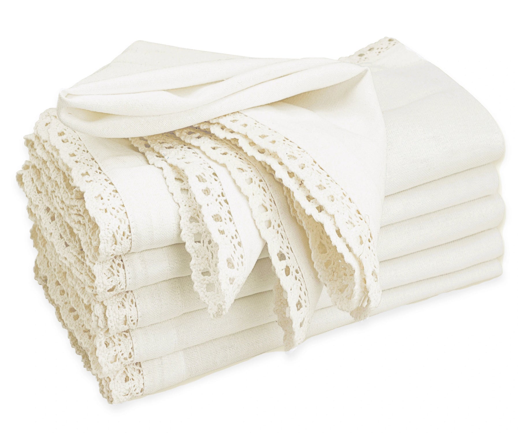 Off White Napkins - Lace Trim