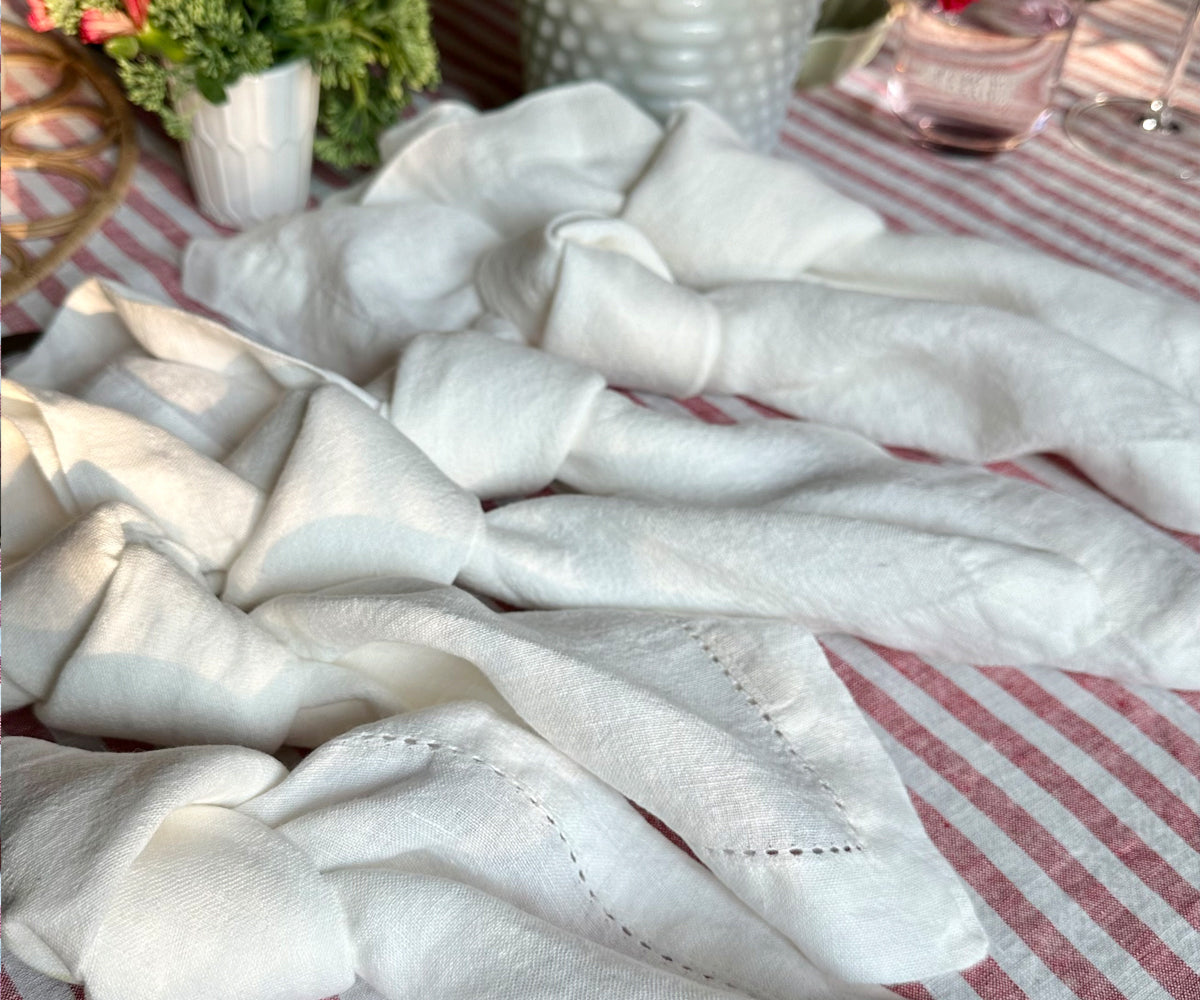 Hemstitched Linen Napkins - Set of 4