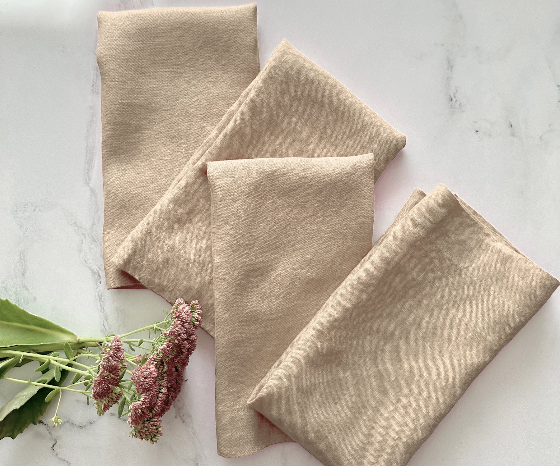 Beige Linen Napkins Set of 4