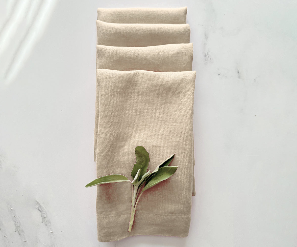 Beige Linen Napkins Set of 4