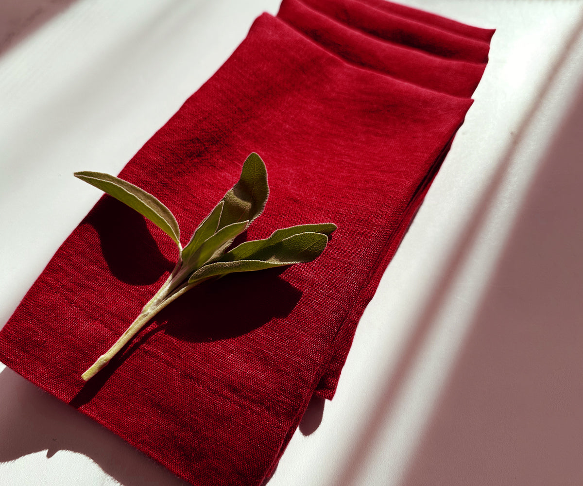 Cherry Red Linen Napkins