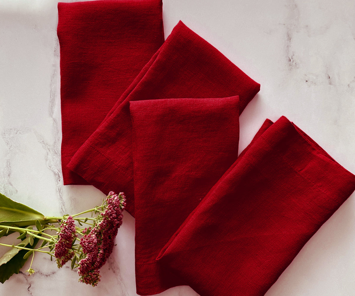 Cherry Red Linen Napkins