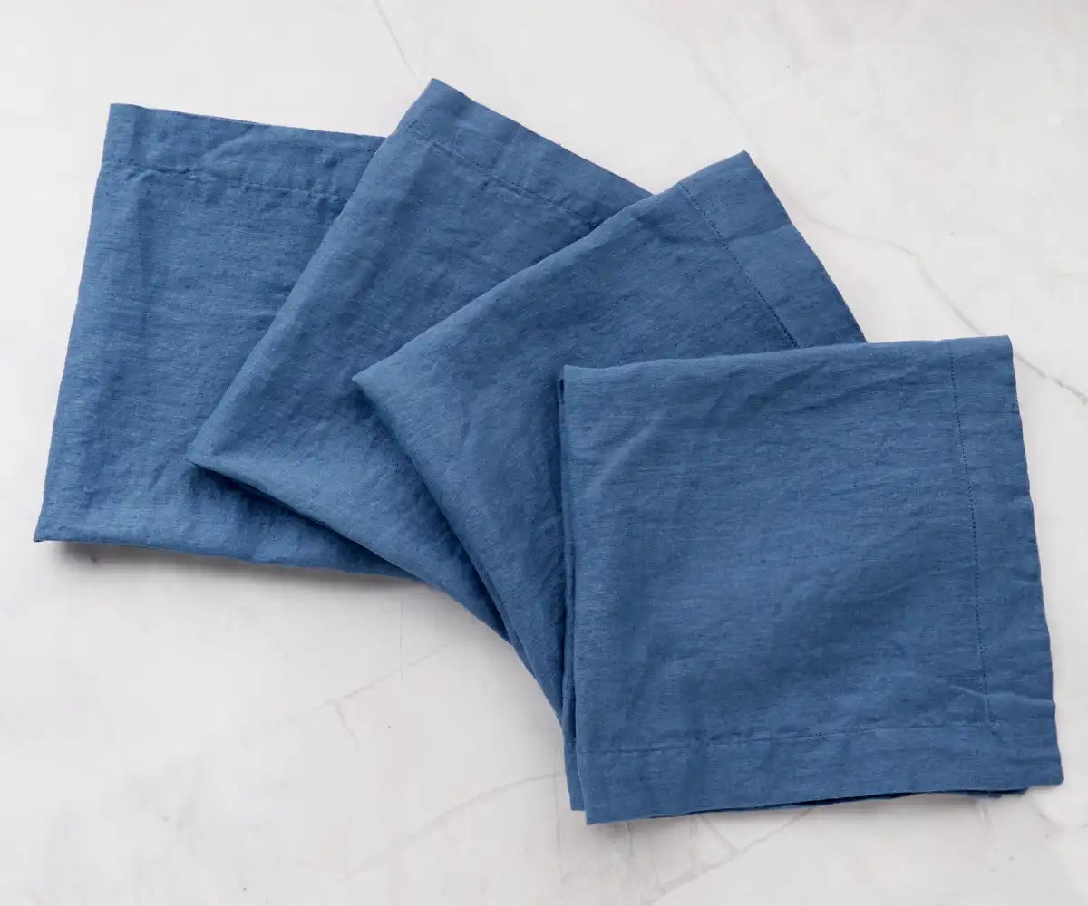 Blue Linen Napkins Set of 4