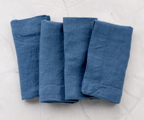 Blue Linen Napkins Set of 4