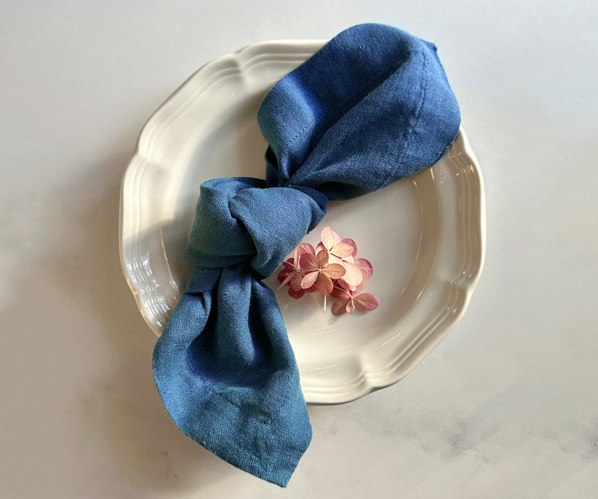 Blue Linen Napkins Set of 4