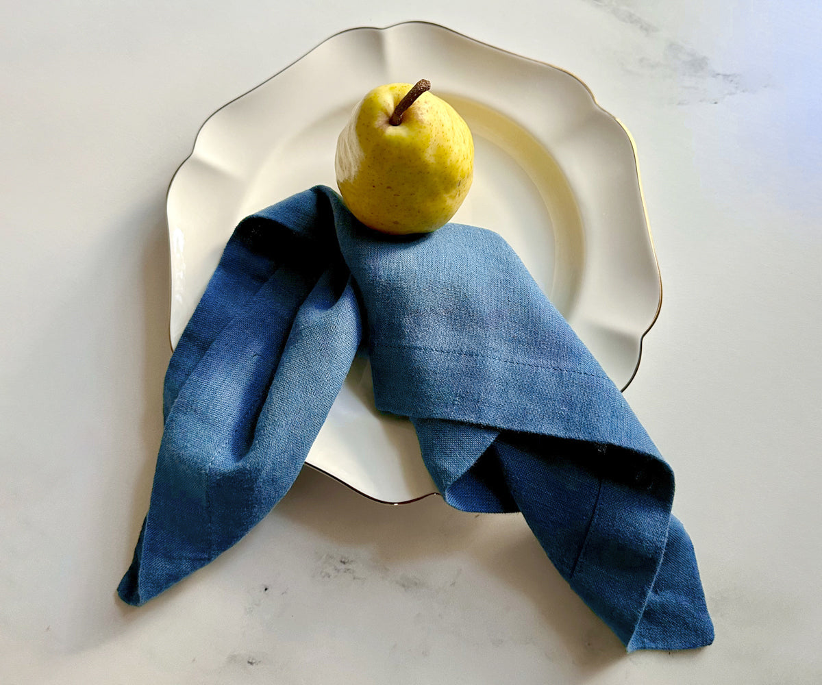 Blue Linen Napkins Set of 4