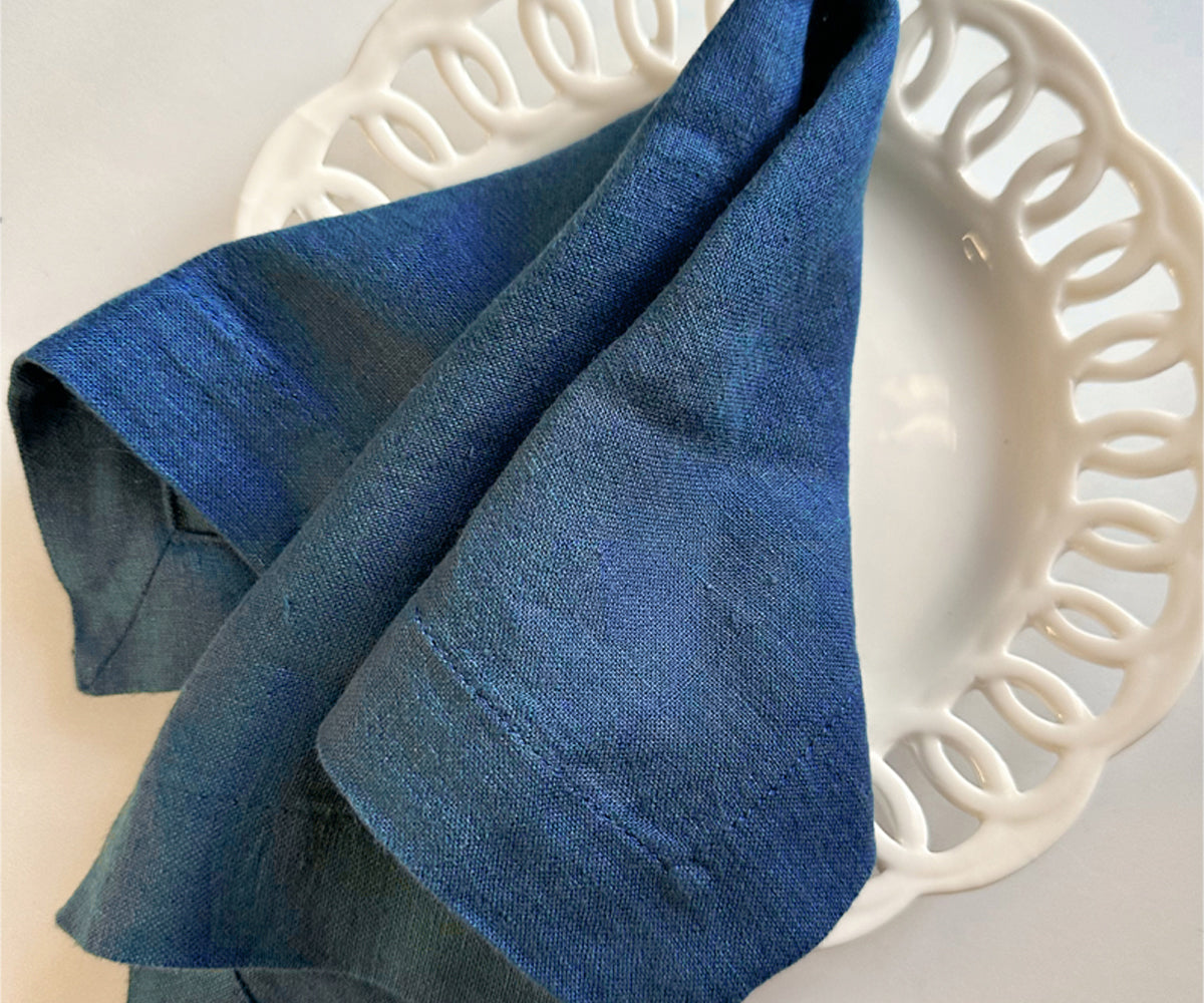 Blue Linen Napkins Set of 4