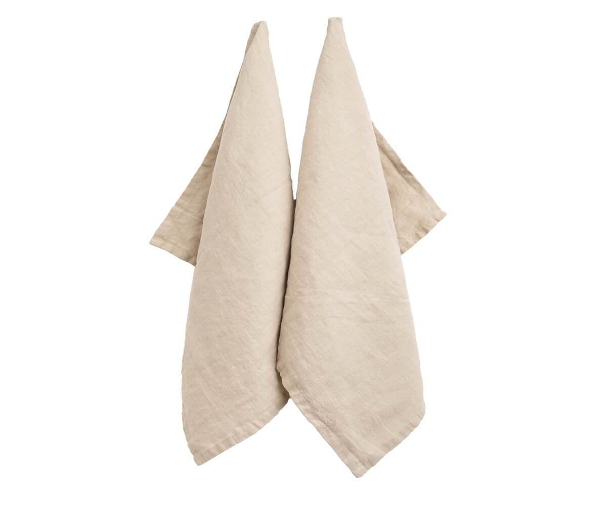 beige linen kitchen towels