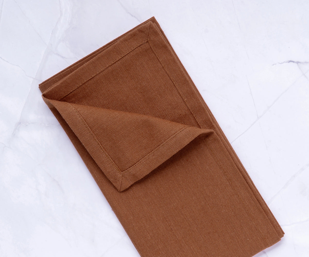 Mocha Mousse Cotton Napkins Set of 12 - 18x18 Inch Reusable Cloth Napkins for Weddings and Parties