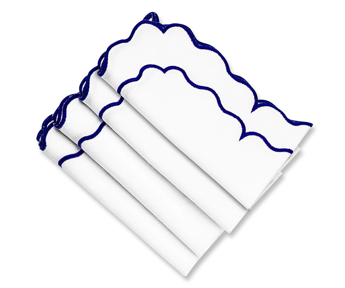 Blue Scalloped Napkins Set of 4