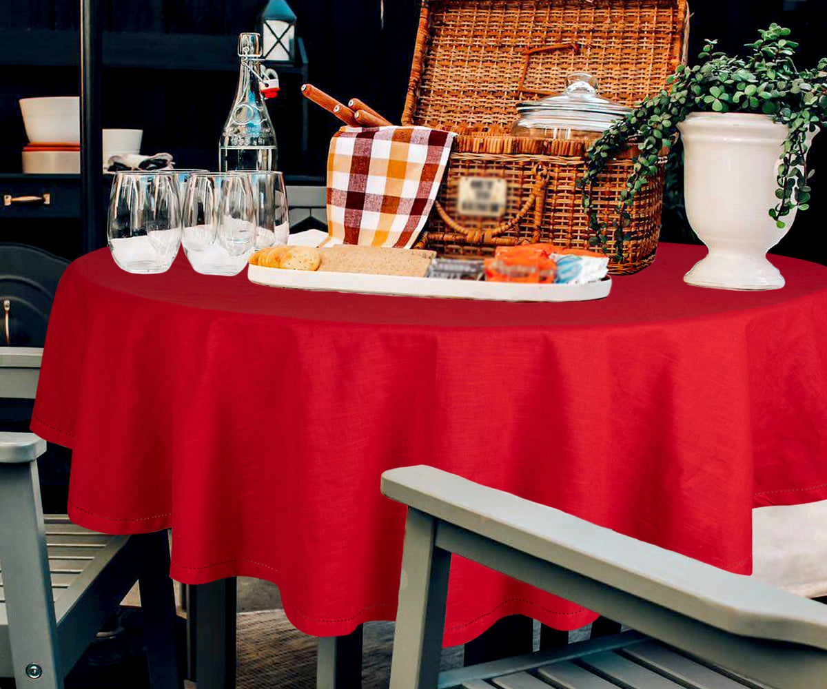 Cotton Round Tablecloth - Christmas Round Tablecloth 63"