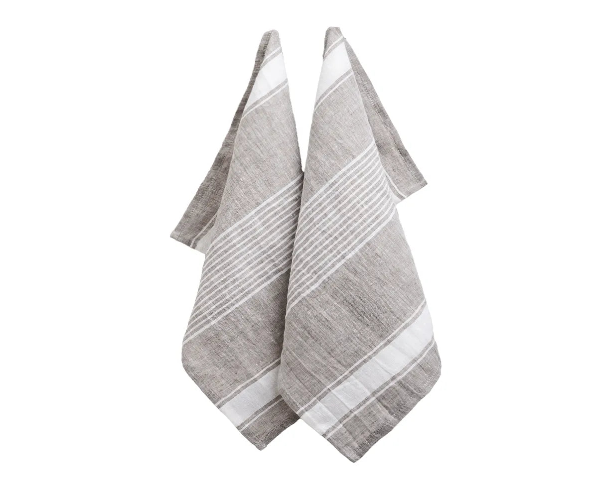 French Stripe Linen Dish Towels - Set of 2