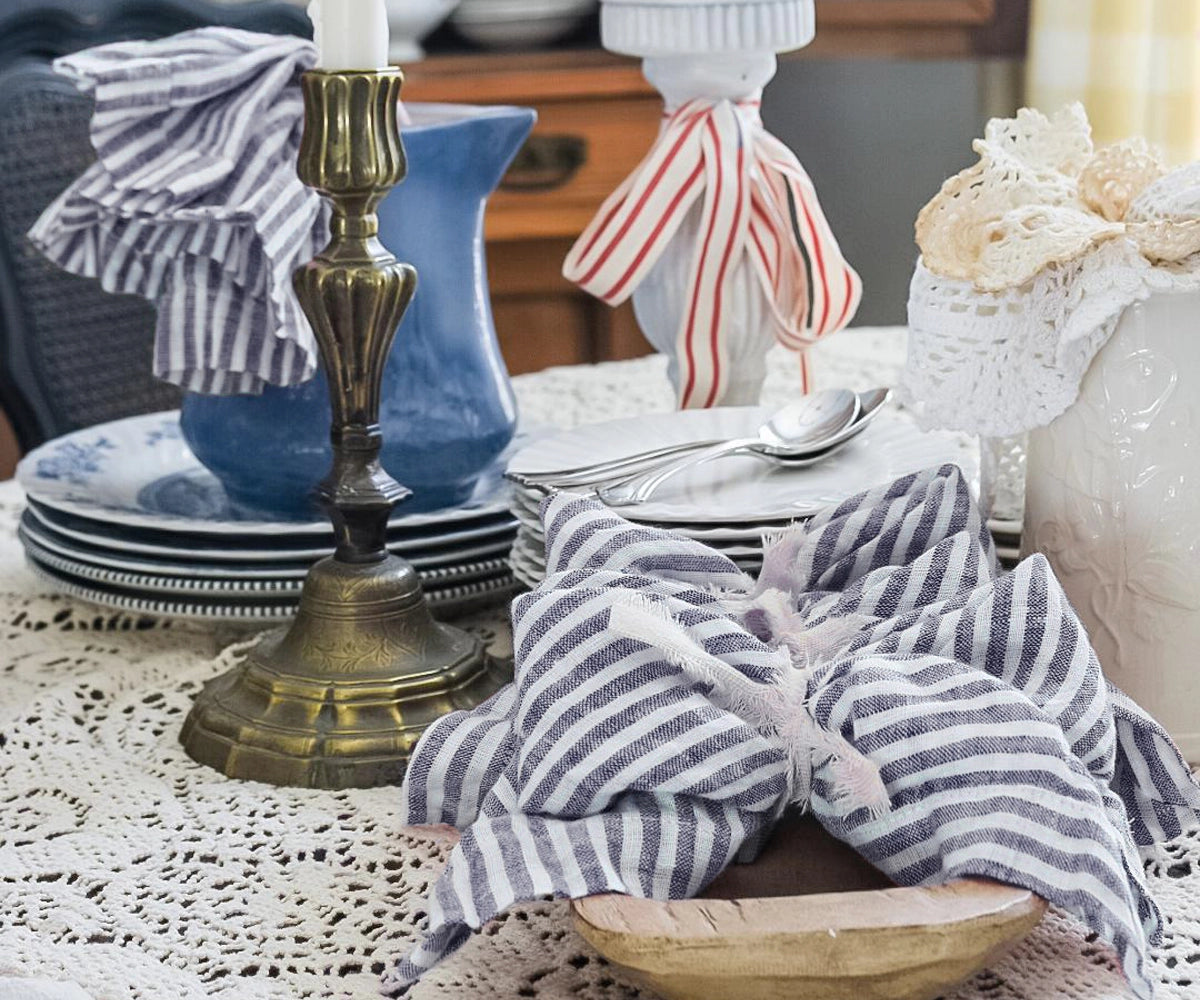 Navy blue linen napkins - All Cotton and Linen 