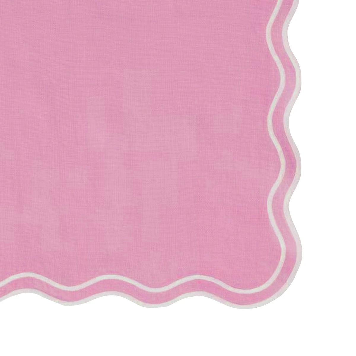 Pink cotton napkins with white embroidery edges 