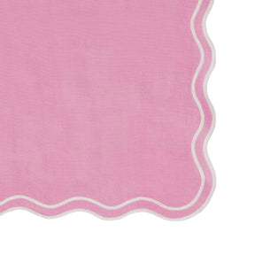 Pink cotton napkins with white embroidery edges 