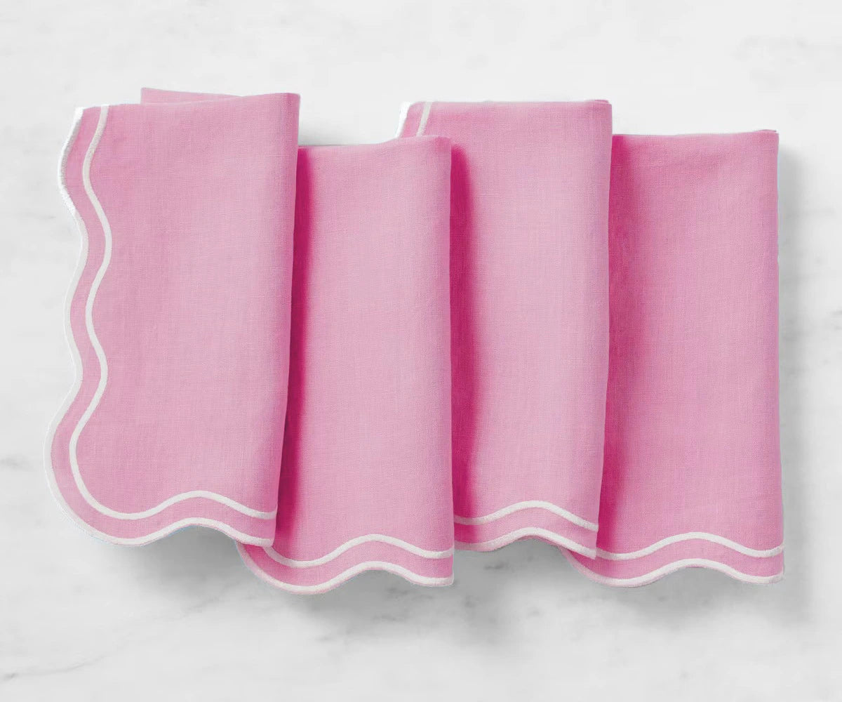 Pink scalloped napkins set of 12