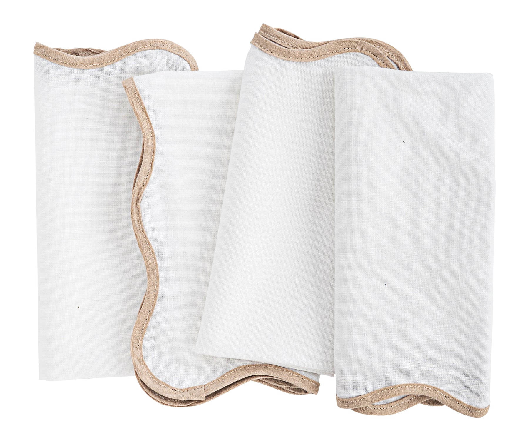 Beige cotton napkin with subtle embroidered detailing for a touch of sophistication.