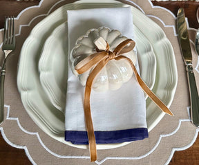 Navy Blue Border Napkins Set of 4