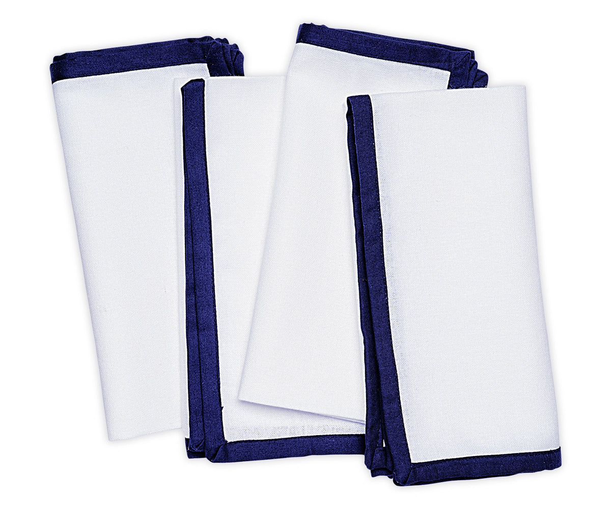 Navy Blue Border Napkins Set of 4