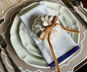 Navy Blue Border Napkins Set of 4