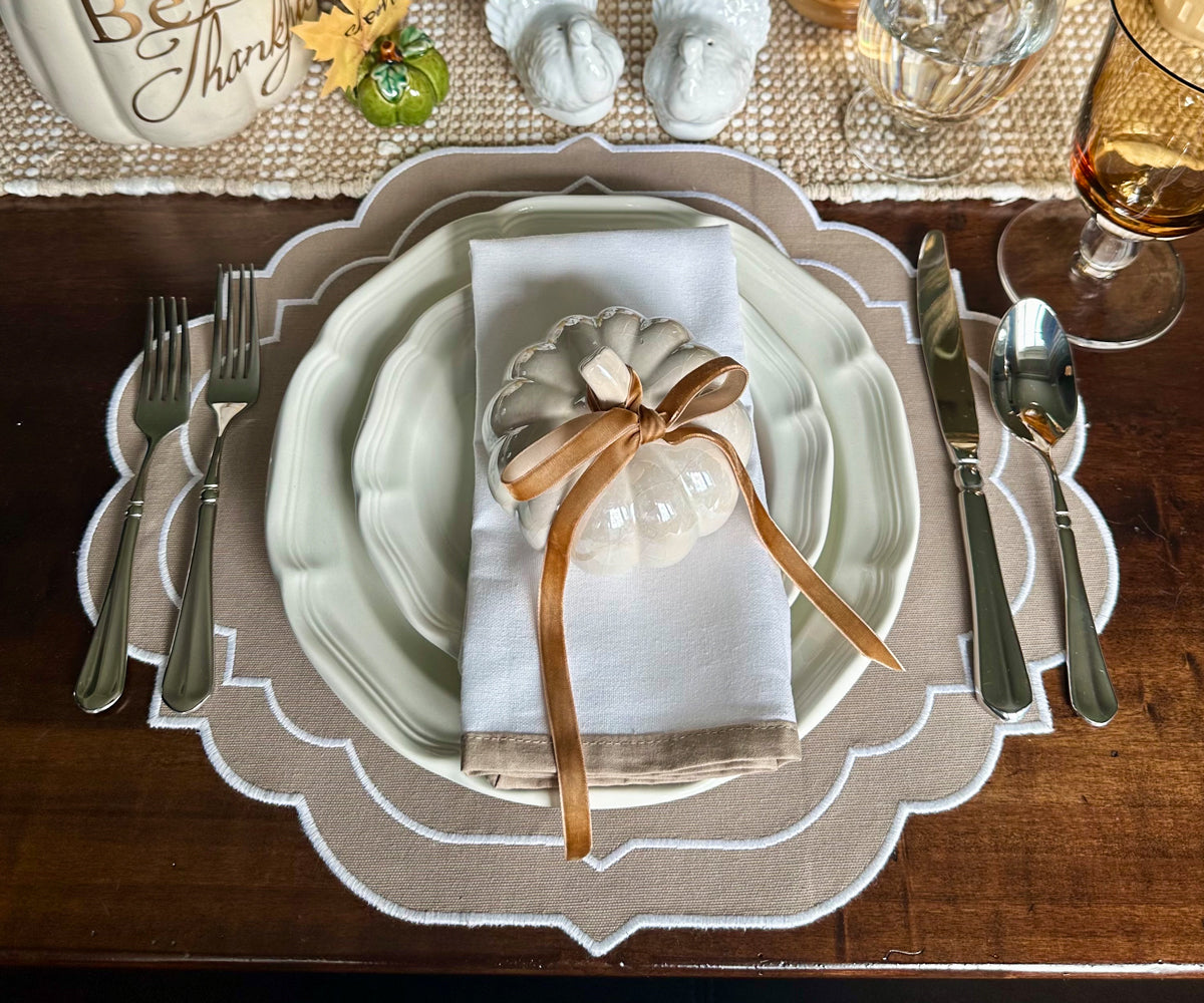 Beige Border Napkins Set of 4