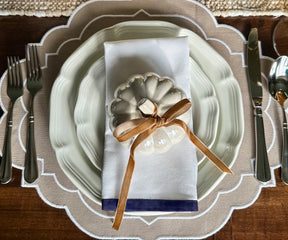 Navy Blue Border Napkins Set of 4