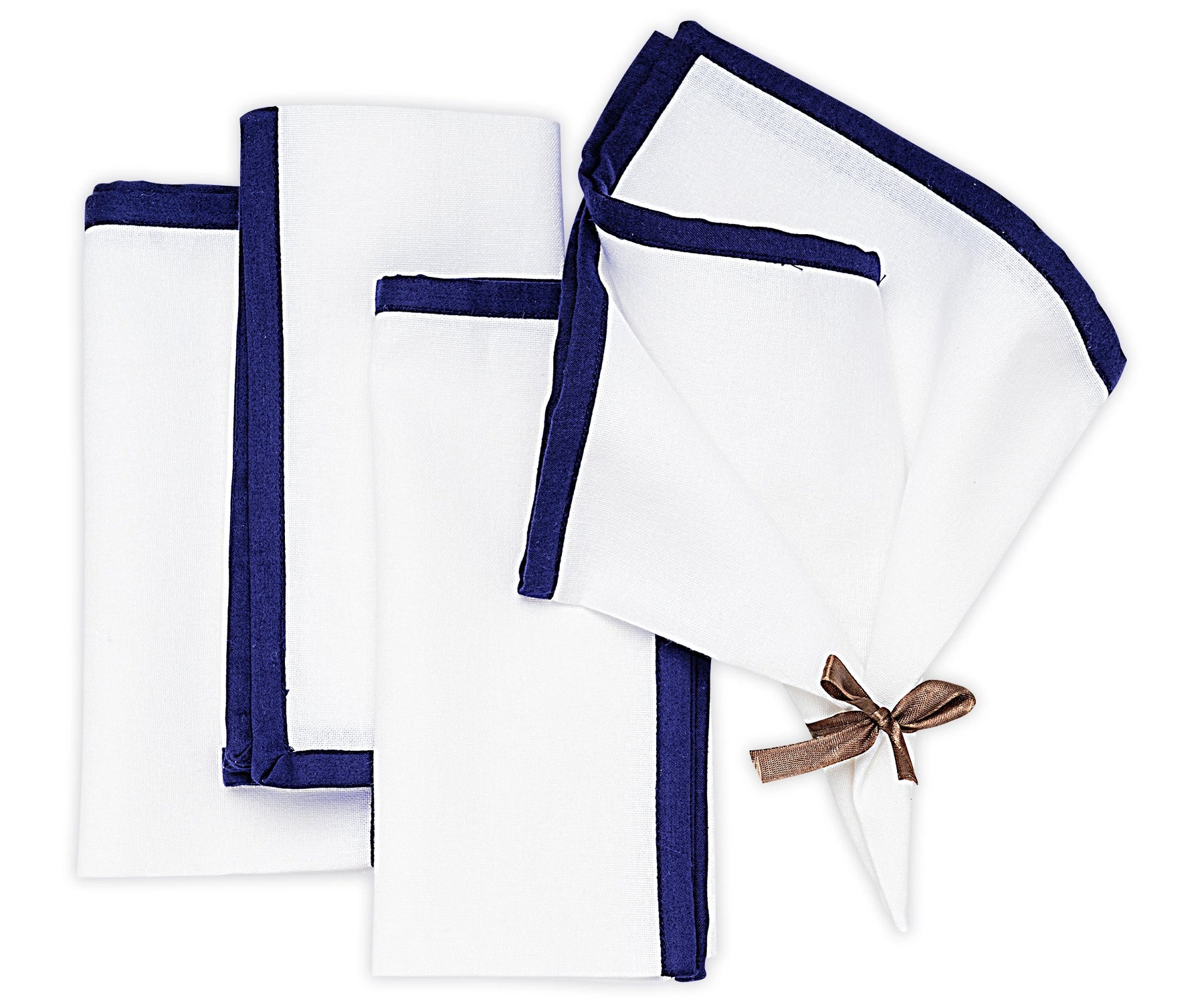 Navy Blue Border Napkins Set of 4